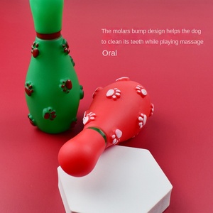 Yeni çevre dostu plastik Pet ses oyuncak noel ayak izleri Bowling kombinasyonu köpek Bite dayanıklı Molars vinil hayvan oyuncak - Product Image 2