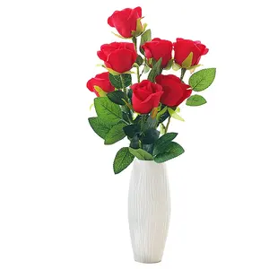H01 Werks bedarf neu Großhandel billig dekorative handgemachte Blumen Einzels tiel künstliche Rosen echte Berührung Rosen Dekor