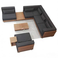 Meubles de jardin modernes pour terrasse au bord de la piscine, résistants à l'eau, modulaires, de luxe, en teck, pour hôtel, resort, canapé d'extérieur