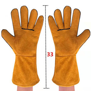 Luvas Profissionais de Couro de Vaca EN388 EN407 Premium Totalmente Forradas Luvas de Soldador com Extensão Dourada 16\" - Product Image 5