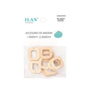 Accessorio in Legno Quadrato Ilan 22x22mm 10pz per Decorazioni Artigianali - Product Image 1