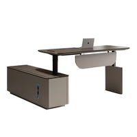 Bureau d'ordinateur ergonomique moderne de luxe léger, réglage électrique intelligent à double moteur, hauteur ajustable, rangement, style bois simple, pour dirigeant