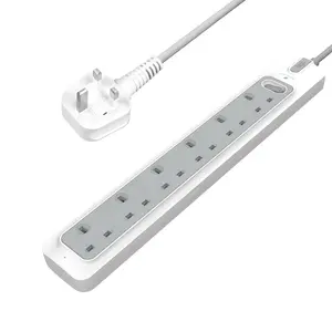 Six outlet UK standard power strip with master switch and indicator,surge protector