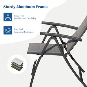 2 Pcs Outdoor Adjustable High Backrest Padded Textilene Fabric Portable Patio Folding <b>Chair</b> Reclining Camping Sun Loungers - Product Image 5