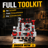 Kit combiné d'outils électriques rechargeables avec perceuse, visseuse à chocs, dégauchisseuse, souffleur et chargeur de batterie pour les projets d'assemblage de meubles