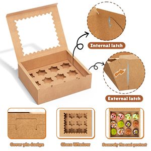 2 4 6 12 Holes Cupcake Box With Pvc Window Foldable White Paper Cup <b>Cake</b> Muffin Packaging Box - Product Image 2