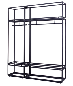 Estante de exhibición negro personalizado tela de metal al por menor estantes de ropa montados en la pared tiendas de ropa soportes de exhibición estante - Product Image 1