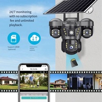 Nouvelle caméra de surveillance domestique à LED solaire à trois objectifs et trois écrans, télécommandée, mobile, extérieure, haute définition, vocale, IP66