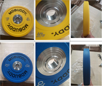 Pelat Angkat Beban Kompetisi Baja Karbon Logo Kustom MDBuddy 20kg untuk Penggunaan Komersial Pria