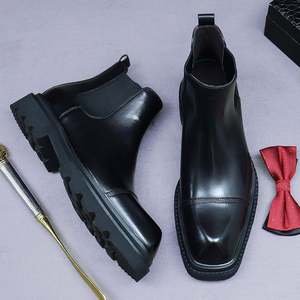 Grande promotion : Bottines Chelsea en cuir véritable pour hommes, légères, à enfiler, chaussures de ville pour l'hiver et l'automne - Product Image 3