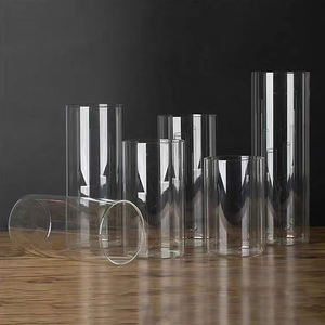 Portavelas de Vidrio Transparente, Cilindro, Tubo para Chimenea, Pantalla Abierta para Velas - Product Image 2