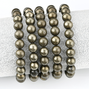 8mm Naturstein Pyrit Perle Elastische Armbänder Heilung Armreifen für Männer und Frauen Modeschmuck - Product Image 3