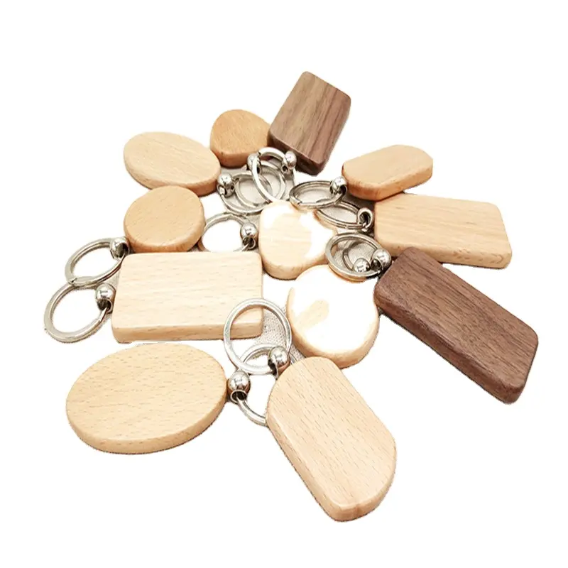 Keychain For Company Fashion Backpack Pendants Wooden Disc For Keychain Laser Logo Custom Designer Blank Wood Keychain Engrave Wholesale