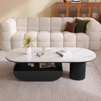 Table basse de style français en acier inoxydable avec plateau en marbre, design moderne pour les petits salons