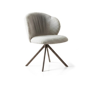 Fauteuil pivotant Puka en tissu bouclé avec base bronze pour salon - Product Image 3