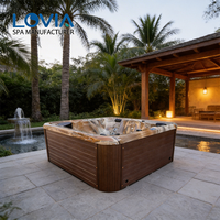Bain à remous de luxe de qualité supérieure pour l'extérieur, spa de massage Balboa Lovia, jacuzzi extérieur pour 6 personnes avec un fauteuil inclinable, jacuzzi hydromassant