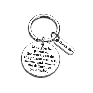 Offre Spéciale rond blanc en acier inoxydable porte-clés gravé slogan pouvez-vous être porte-clés bricolage cadeau personnalisé pour <span class=keywords><strong>les</strong></span> <span class=keywords><strong>collègues</strong></span> - Product Image 1