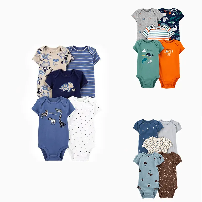 新生児幼児服印刷かわいいパターンベビーロンパース夏半袖ベビー服ロンパース