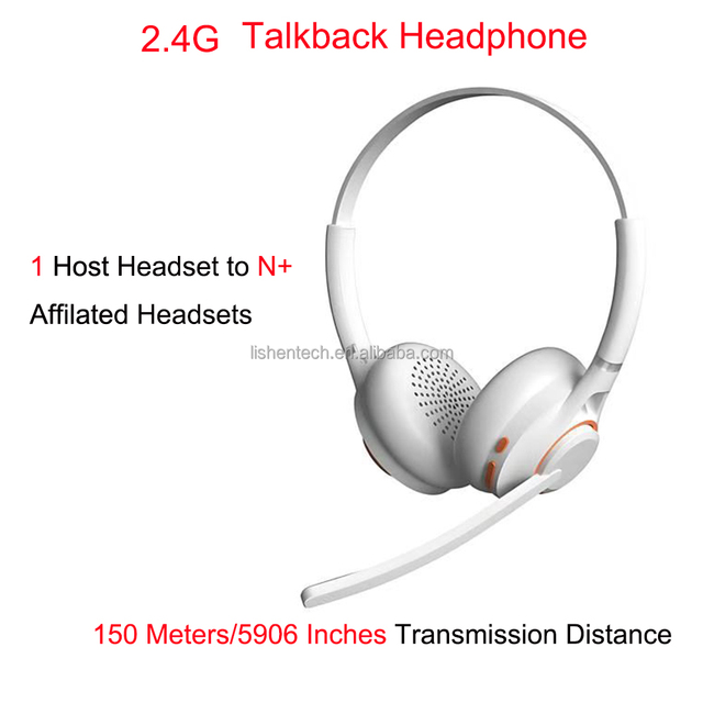150 Meters Long Distance Call Center On-Ear Headphone for 5.4 1 Host to N Many Affiliated Talkback Headset ENC Microphone