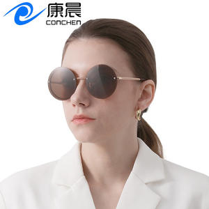 Lunettes de soleil à monture ronde en métal à la mode, protection UV400 pour femmes, verres sur le thème de l'océan, style européen et américain élégant - Product Image 5