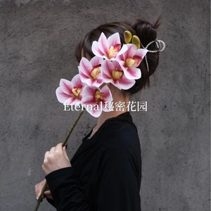 Orquídea Cymbidium Artificial Secret Garden, Flor Grande de Plástico PU, Decoración para el Hogar, Bodas, Graduaciones - Product Image 5