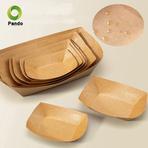 Không Bị Rò Rỉ Giấy Thuyền Khay Thực Phẩm Dùng Một Lần Biểu Tượng Tùy Chỉnh Hộp Trắng Vuông Snack Kraft Tấm Sinh Thái Thân Thiện - Product Image 4