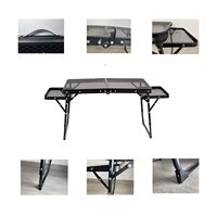 Table de camping pliante d'extérieur en acier avec support pour sac poubelle et porte-serviettes en papier, vente directe usine