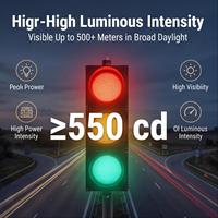 Feu de signalisation LED à vision complète étanche IP65 de 200 mm (8 pouces) à commande automatique, avec lentilles optiques rouge, vert, jaune