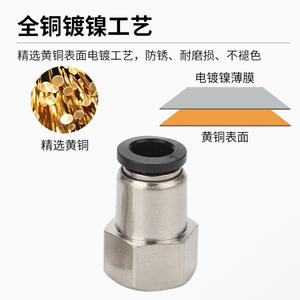 Raccord pneumatique à connexion rapide avec filetage interne, passage direct, PCF6-01/8-02/10-03/12-04, raccord pour tuyau d'air de 8 mm - Product Image 4