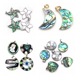 Pendentifs personnalisés en forme de tongs géantes avec pierres précieuses naturelles, bijoux en coquille d'ormeau, pantoufles en nacre blanche, breloques en coquillage pour <span class=keywords><strong>la</strong></span> fabrication de colliers - Product Image 6