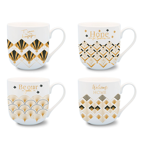 Tasses à café modernes en céramique, grande capacité, blanches, vierges, avec logo personnalisé imprimé - Product Image 1