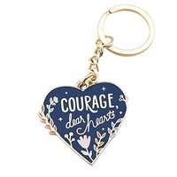 Porte-clés en métal personnalisé en forme de cœur, style vintage, motif floral émaillé, breloque de sac pour femme, cadeau d'anniversaire
