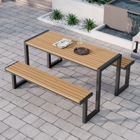 Tables et chaises de loisirs d'extérieur modernes, durables, anti-corrosion, en bois massif monobloc, avec structure en fer et coussin, garantie 1 an