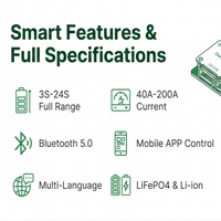 80A Smart BT APP BMS 3S 5S 8S 7S 9S 11S 12S Papan Perlindungan Baterai AUTO Balance 12V 24V Lifepo4 Li-Ion Lo Aplikasi Komputer