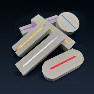 Sáng Tạo Rắn Gỗ Sồi Hình Bầu Dục Vòng Hình Chữ Nhật USB 3D LED Ánh Sáng Ban Đêm Cơ Sở Bằng Gỗ Cho Acrylic Pamma Tấm Pha Lê Nhựa Deco - Product Image 2