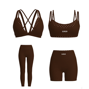 Conjunto Deportivo para Mujer con Top Clásico de Cuello Redondo con Detalles de Puntos, Resistente al Desgaste, Certificado Reciclado, de Doble Capa y Leggings Cortos - Product Image 5