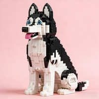 Jouet de construction OEM en gros, modèle Husky Sibérien en ABS, blocs de construction éducatifs créatifs de haute qualité pour enfants, assemblage amusant