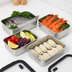 ชุดกล่องเก็บอาหารสแตนเลสแบบซ้อนได้ 304 ชิ้น พร้อมฝาปิดแก้วแบบมีวงแหวนกันอากาศรั่ว สำหรับเก็บอาหารเหลือในช่องแช่แข็ง - Product Image 3