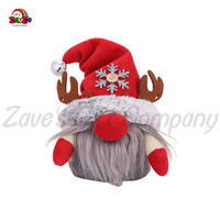 Poupées en coton décoratives de Noël Zaves 9 pouces Gnomes gris rouges avec bois Nez rouge Flocons de neige Figurines et jouets en peluche