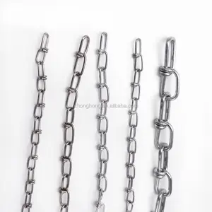 Cadena de eslabones de doble bucle, cesta colgante de acero inoxidable 304 316, DIN5686, cadena de bolas SSI316 o galvanizado