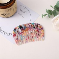 Peigne à cheveux mini en forme de U à dents larges, motif marbré texturé, en acétate, style rétro japonais coréen pour filles