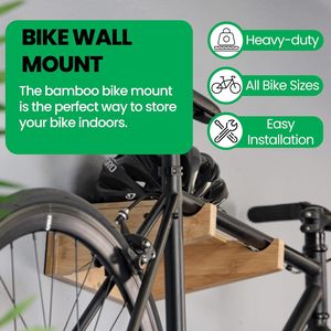 <span class=keywords><strong>Soporte</strong></span> de Pared para <span class=keywords><strong>Bicicleta</strong></span>, <span class=keywords><strong>Soporte</strong></span> de Bambú para Guardar Bicicletas en Interiores con Estante Extraíble - Product Image 3