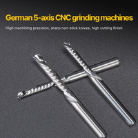 HUHAO 1/8 potongan kiri suling tunggal Spiral CNC, pemotong penggilingan Tungsten baja karbida alat Router pemotong ujung potongan bawah