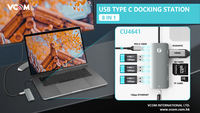 Adaptador Hub USB-C de 8 Puertos VCOM Factory con HDMI 4K, USB 3.1 de 10 Gbps, RJ45, Lector de Tarjetas SD/TF y Adaptador de Carga USB-C PD