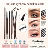 Crayon à sourcils double embout OEM naturel noir lisse à pointe biseautée, résistant à l'eau et à la transpiration, marque privée