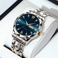 Montre d'affaires étanche en acier inoxydable avec mouvement à quartz, cadran à motif diamant de 41 mm, résistante à l'eau 30M, vente en gros d'usine