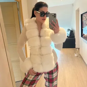 <span class=keywords><strong>Cardigan</strong></span> Eleganti in Vera Pelliccia di Volpe per Primavera e Autunno, Maglioni Misto Pelliccia di Procione, <span class=keywords><strong>Sexy</strong></span> <span class=keywords><strong>Cardigan</strong></span> da Donna - Product Image 2