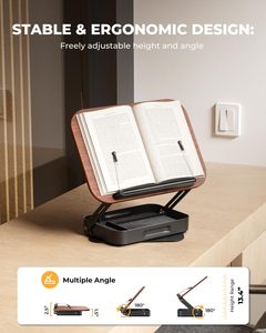 Support <span class=keywords><strong>de</strong></span> <span class=keywords><strong>lecture</strong></span> en bois <span class=keywords><strong>de</strong></span> noyer rotatif à 360 degrés personnalisé étagère en bois naturel support <span class=keywords><strong>de</strong></span> tablette <span class=keywords><strong>pliable</strong></span> pour bureau serre-livres en métal - Product Image 4