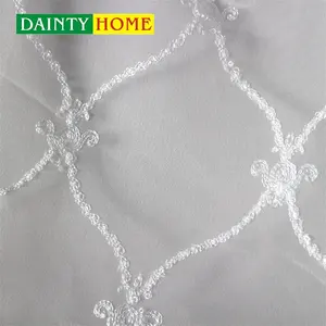 Wholesale High Quality Embroidery Cheap Sheer Curtains Custom European Flowers Fabric Embroidery Lace Curtain