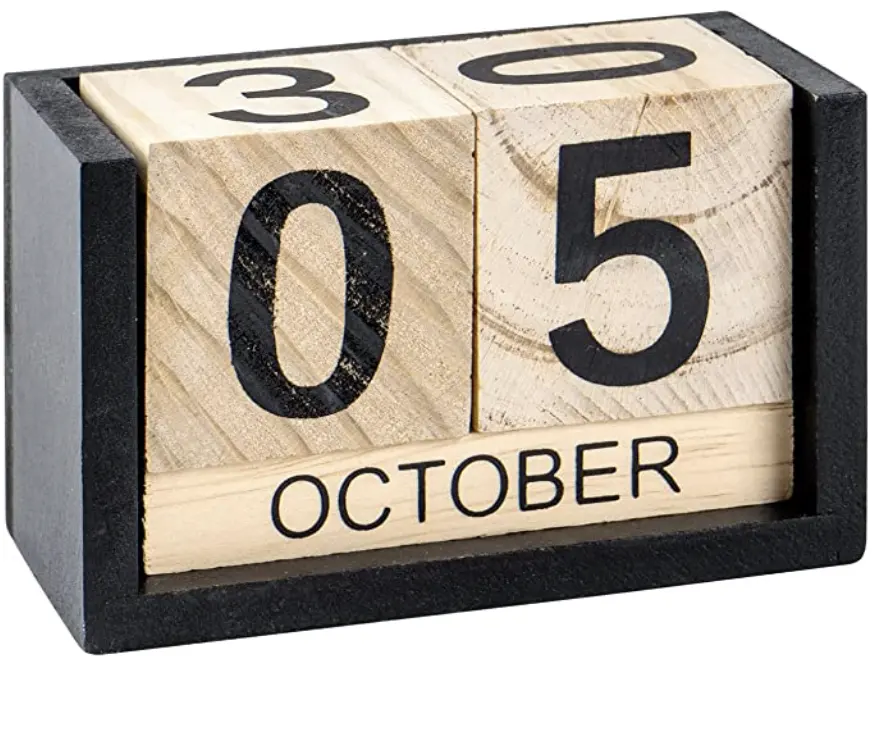 Blocos de mesa de madeira, adesivo de calendário, bloco perpetual, exibição de data